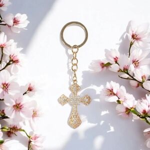Gold Silver Cross Keychain Bag Charm